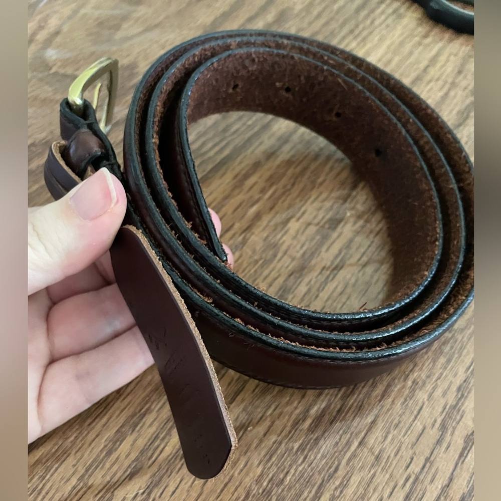 Men’s Brown Leather Belt- gold buckle - size 42- Boulder Ridge